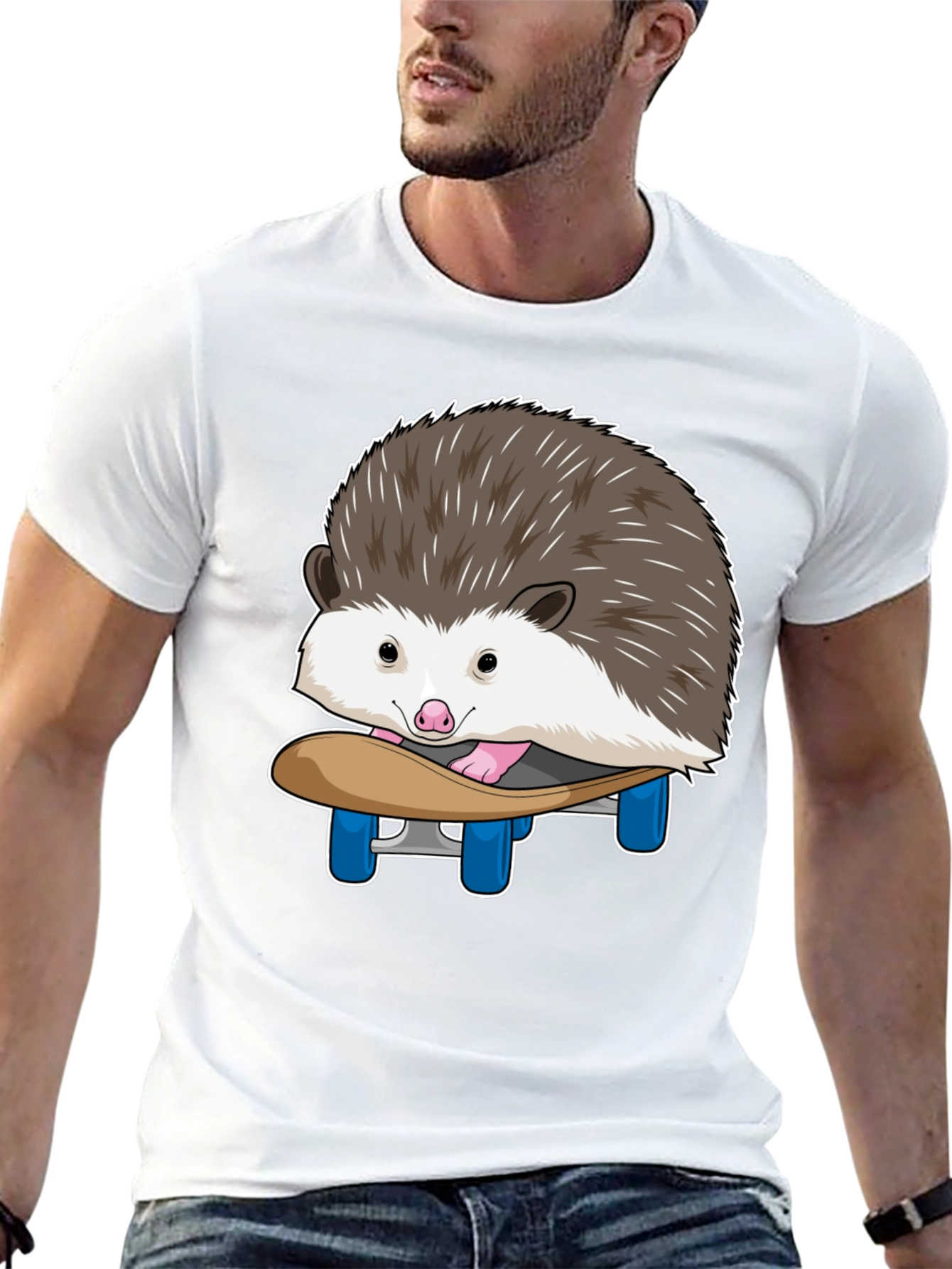 Hedgehog Skateboard T-Shirt - Cute Animal Graphic Tee