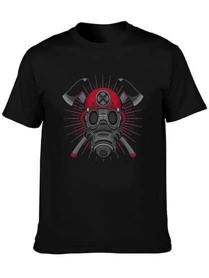 Firefighter Graphic T-Shirt - Axes & Mask Design
