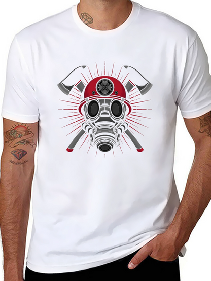 Firefighter Graphic T-Shirt - Axes & Mask Design