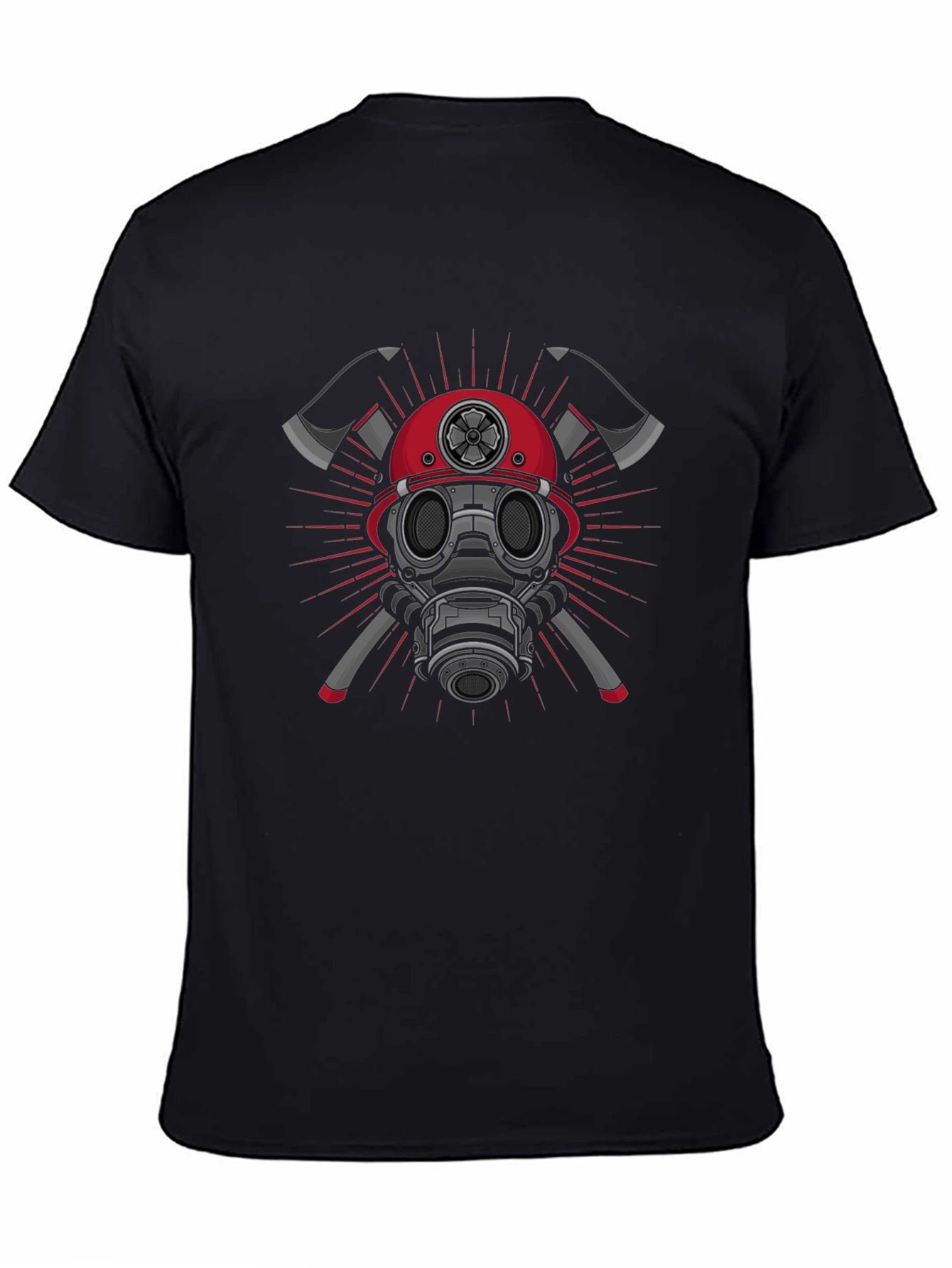 Firefighter Graphic T-Shirt - Axes & Mask Design