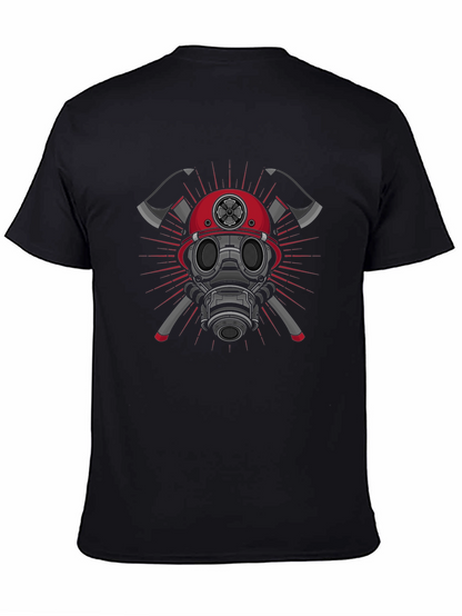 Firefighter Graphic T-Shirt - Axes & Mask Design