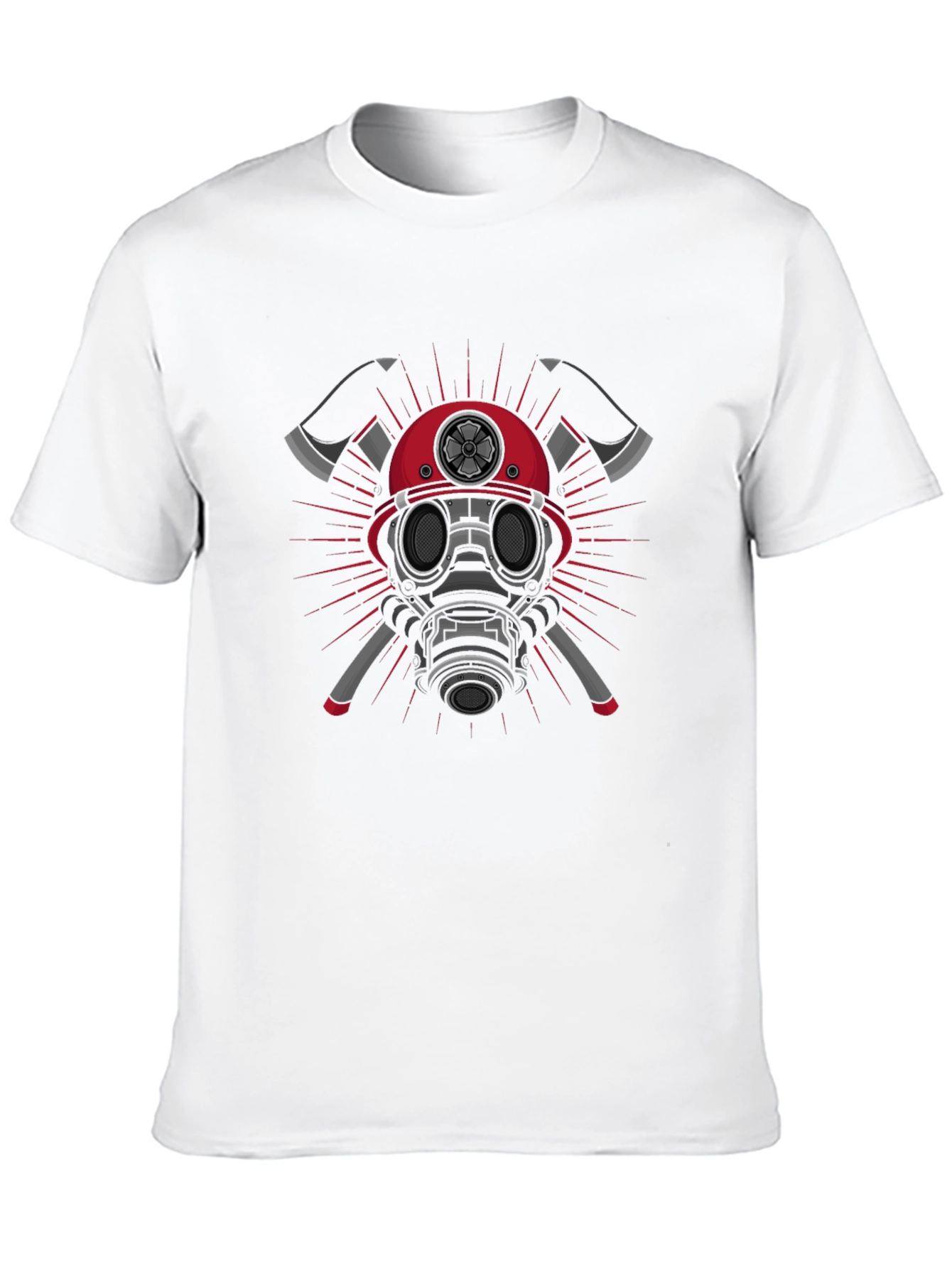 Firefighter Graphic T-Shirt - Axes & Mask Design
