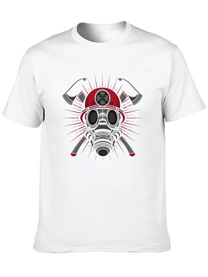 Firefighter Graphic T-Shirt - Axes & Mask Design