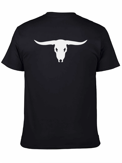 Bull Skull Graphic Tee - Black Casual T-Shirt