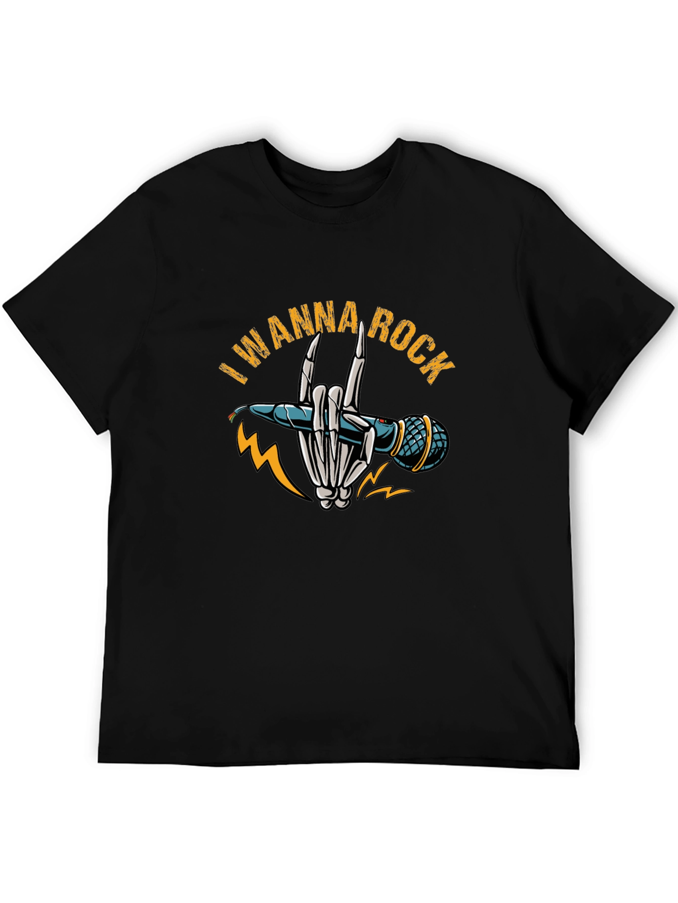 I Wanna Rock Black Graphic T-Shirt