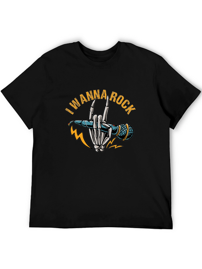 I Wanna Rock Black Graphic T-Shirt