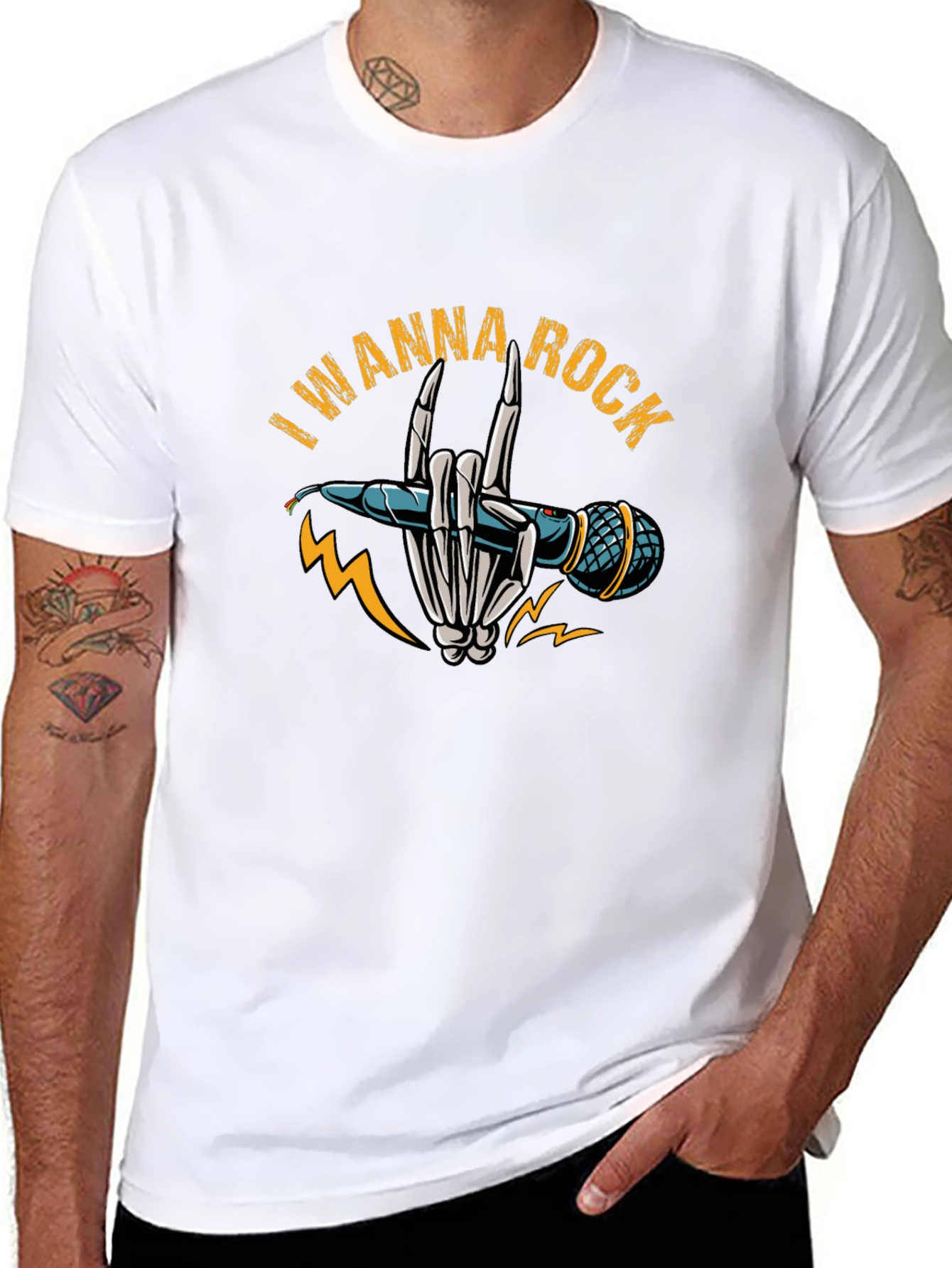 I Wanna Rock Black Graphic T-Shirt