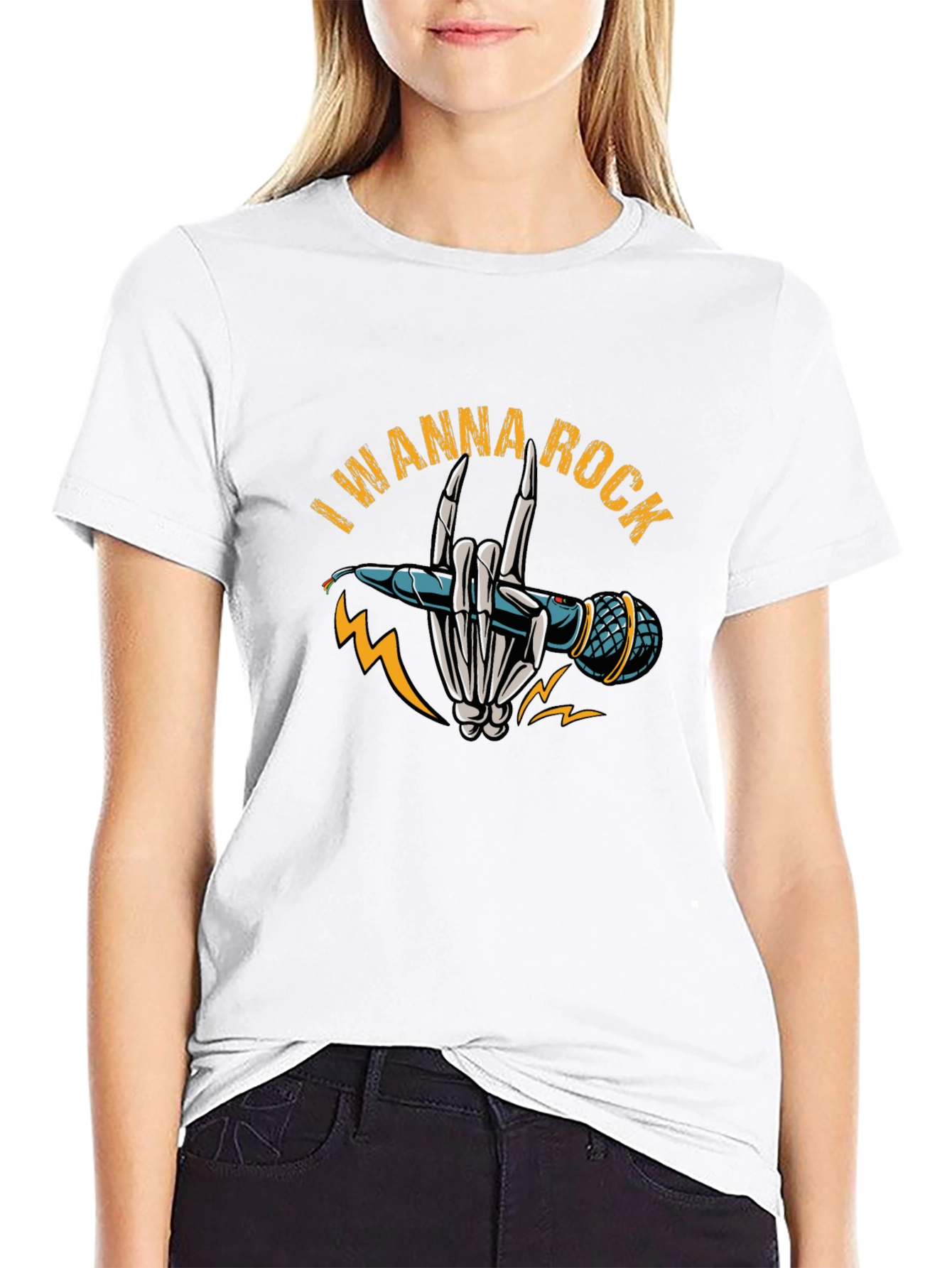 I Wanna Rock Black Graphic T-Shirt