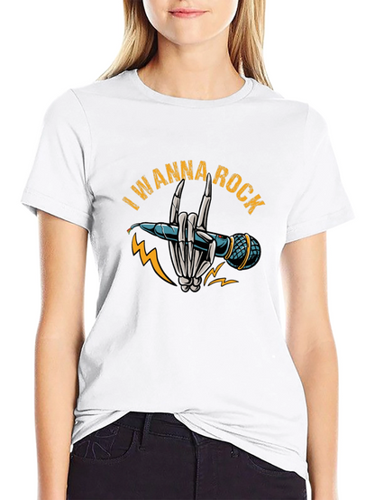 I Wanna Rock Black Graphic T-Shirt