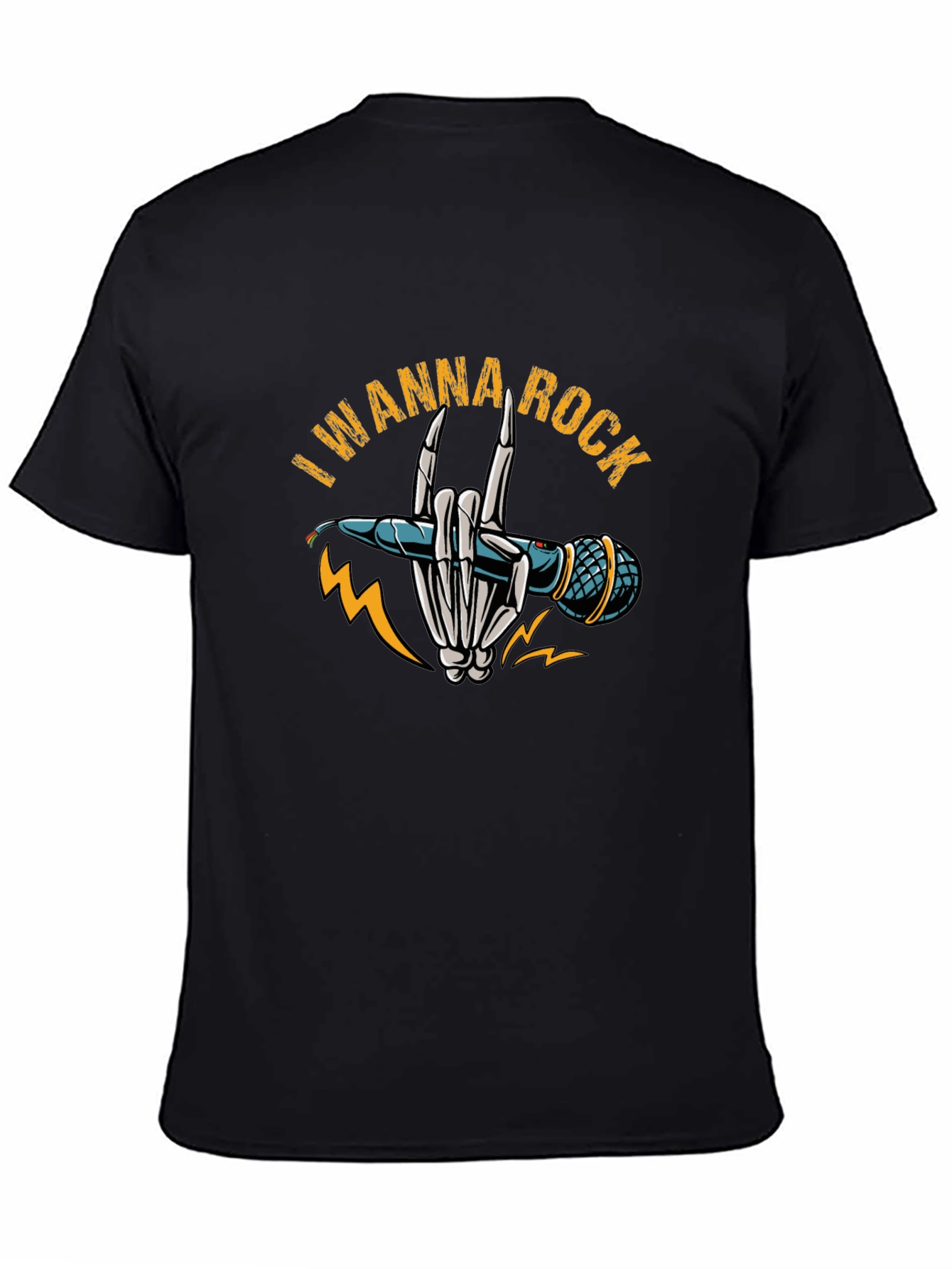 I Wanna Rock Black Graphic T-Shirt