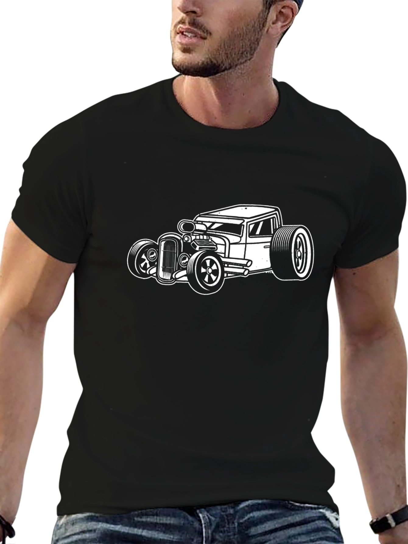 Cool Hot Rod Car Graphic T-Shirt - Black