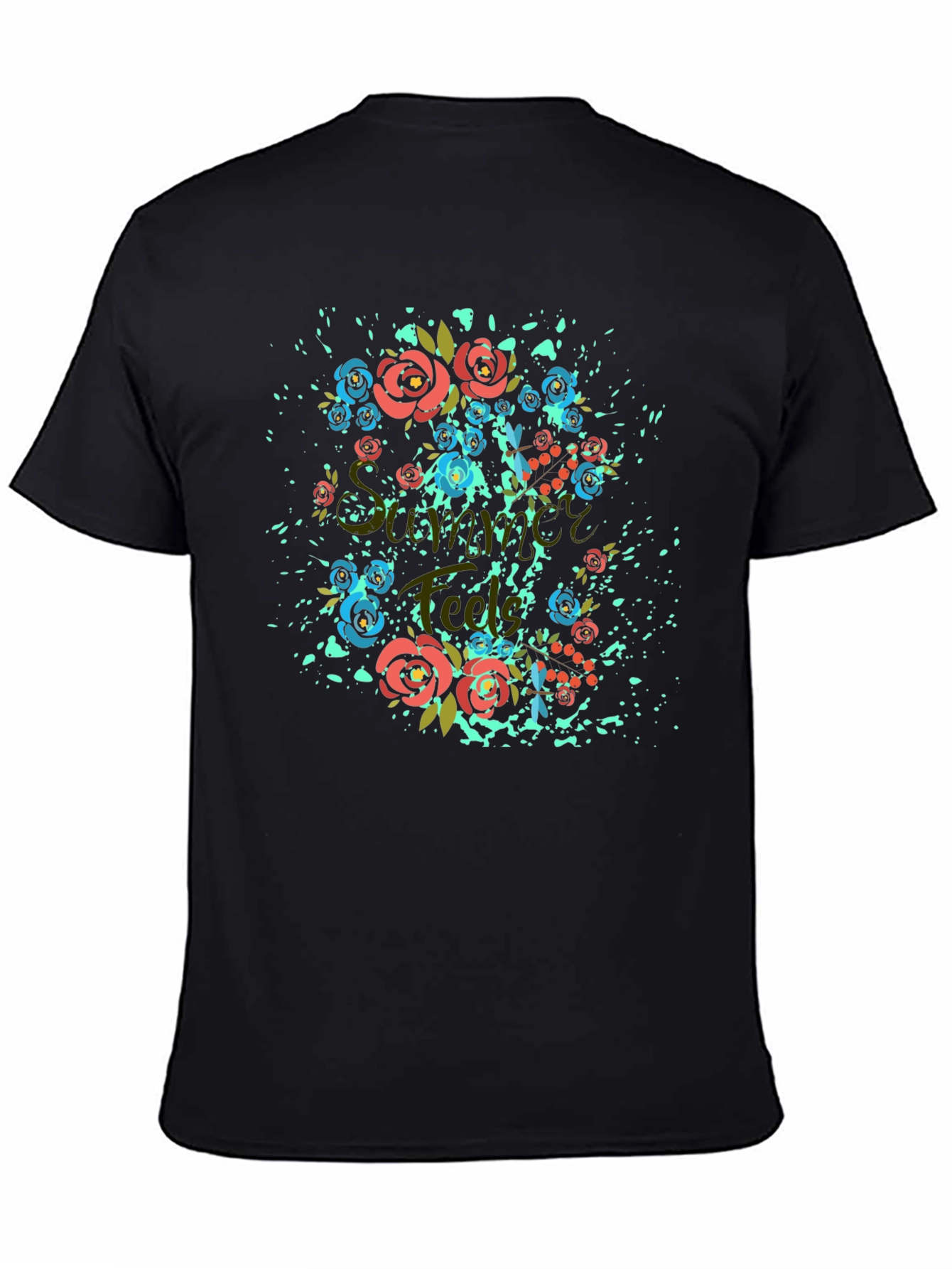 Floral Summer T-Shirt - Stylish Black Tee