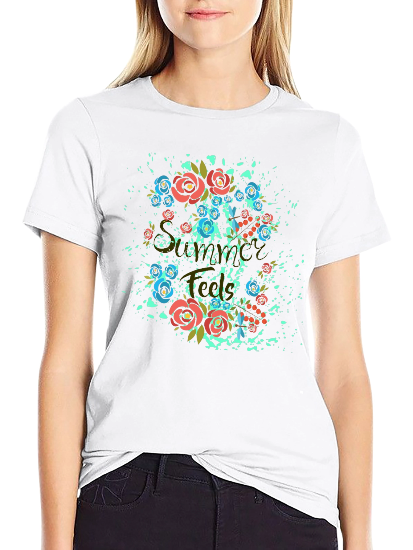 Floral Summer T-Shirt - Stylish Black Tee