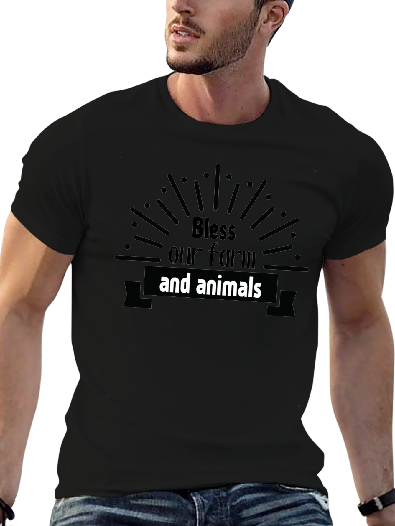 Bless Our Farm & Animals Black Graphic Tee