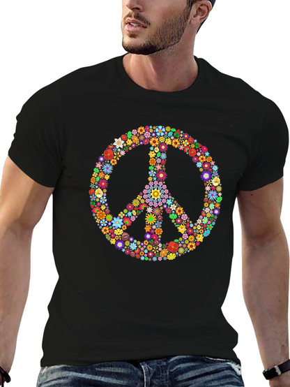 Floral Peace Sign Graphic T-Shirt