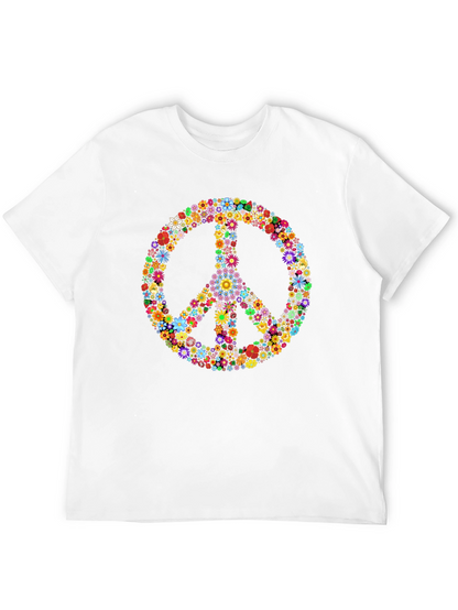 Floral Peace Sign Graphic T-Shirt