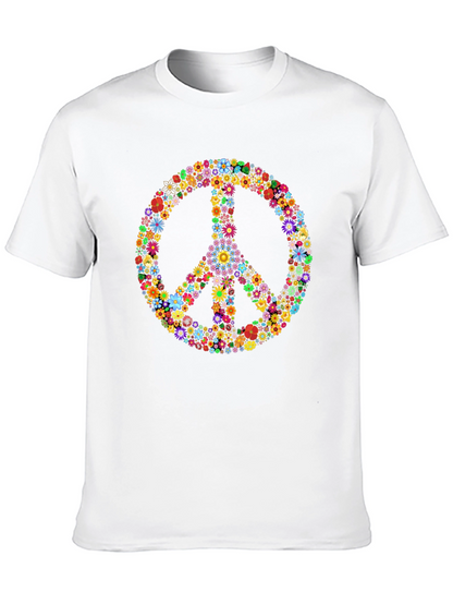 Floral Peace Sign Graphic T-Shirt