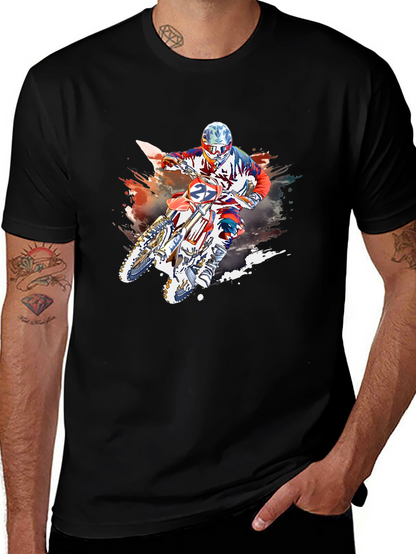 Motocross Rider Graphic Black T-Shirt