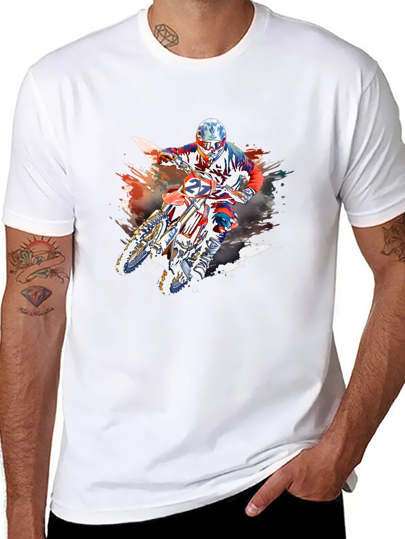 Motocross Rider Graphic Black T-Shirt