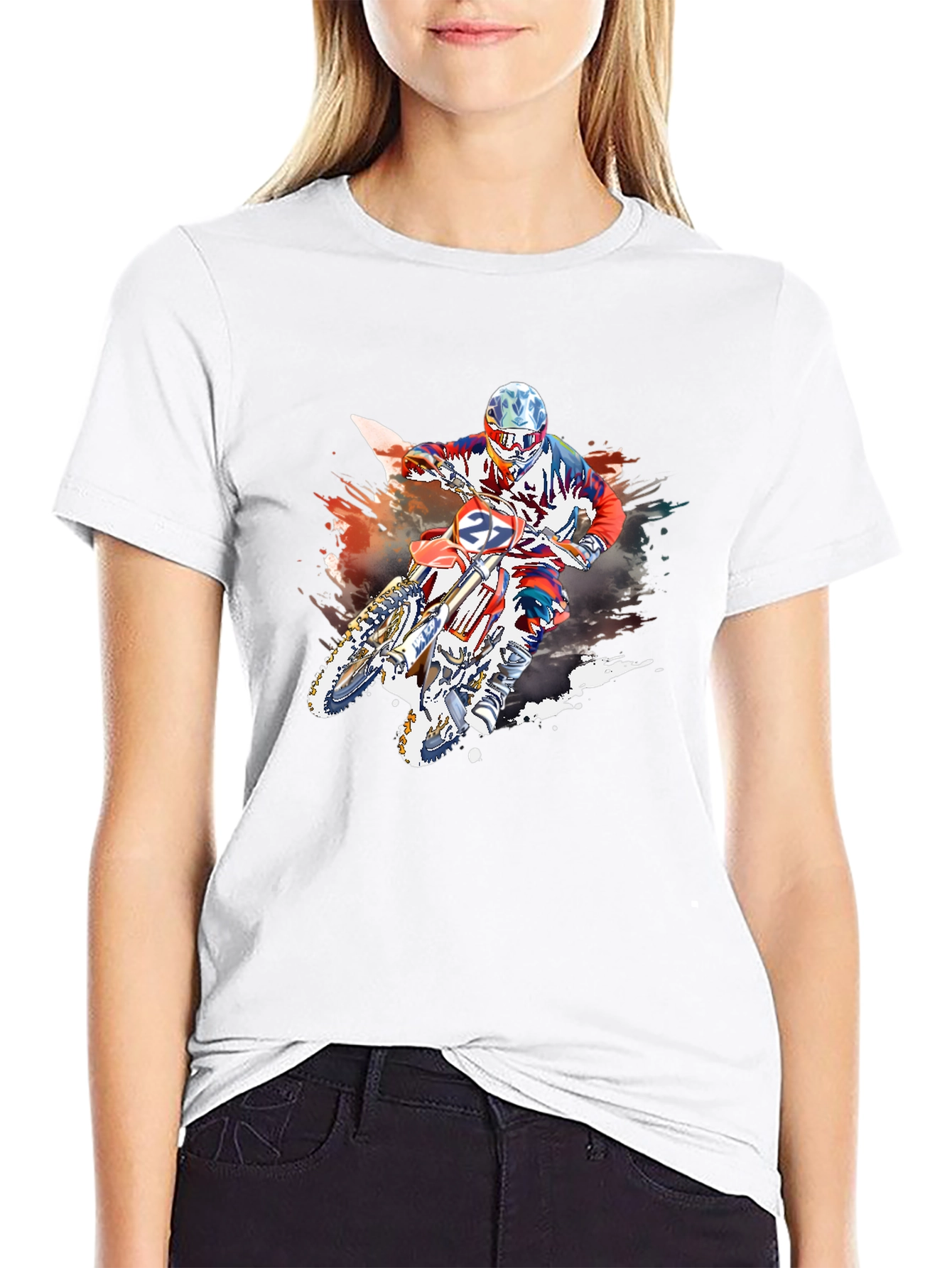 Motocross Rider Graphic Black T-Shirt