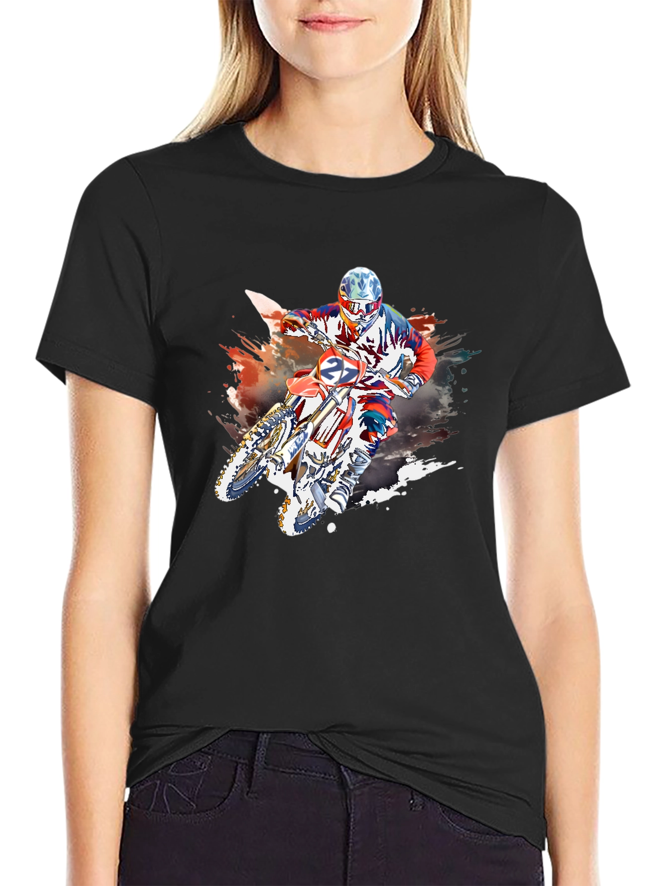 Motocross Rider Graphic Black T-Shirt