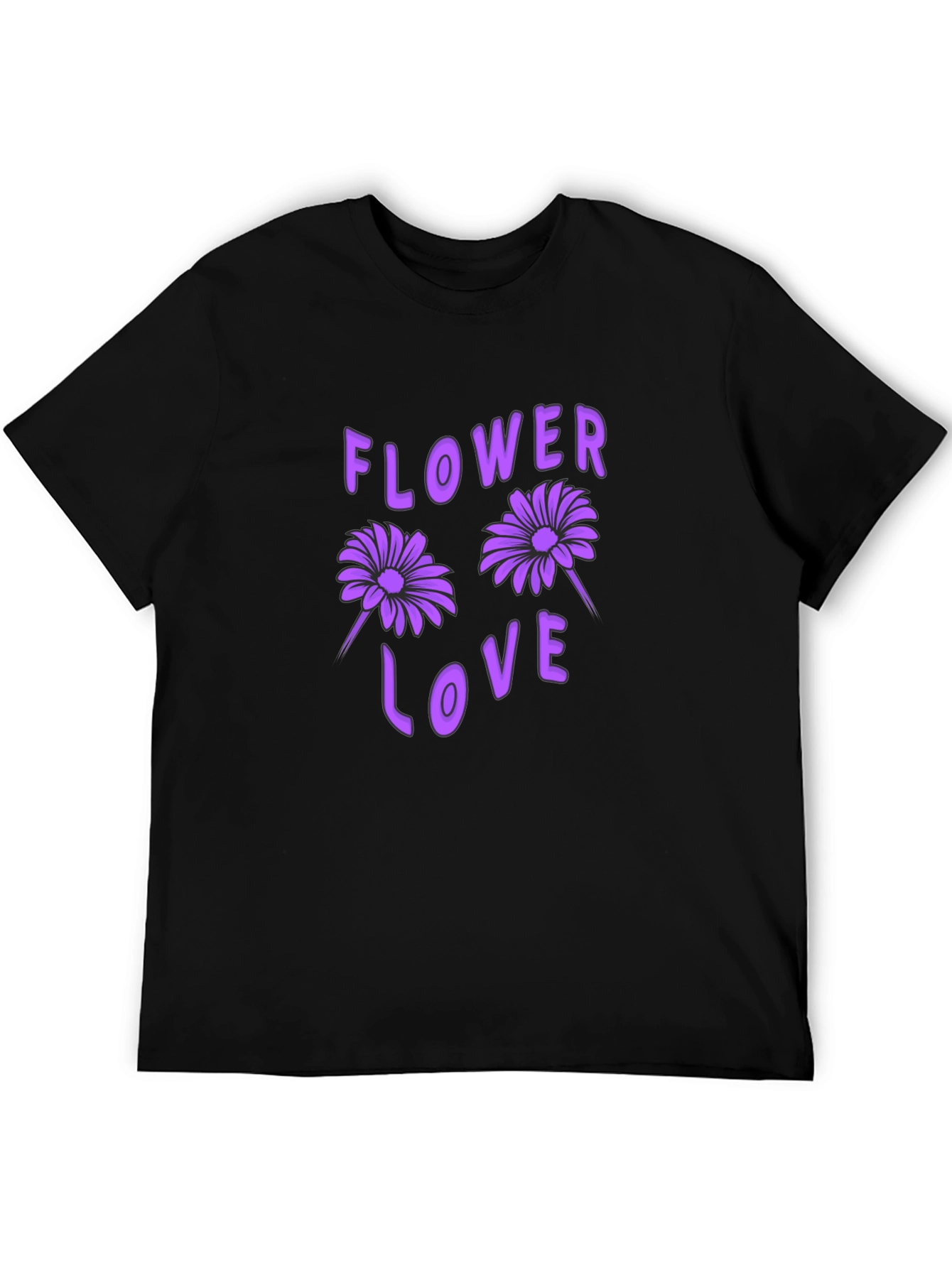 Flower Love Black Graphic T-Shirt