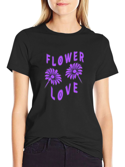 Flower Love Black Graphic T-Shirt