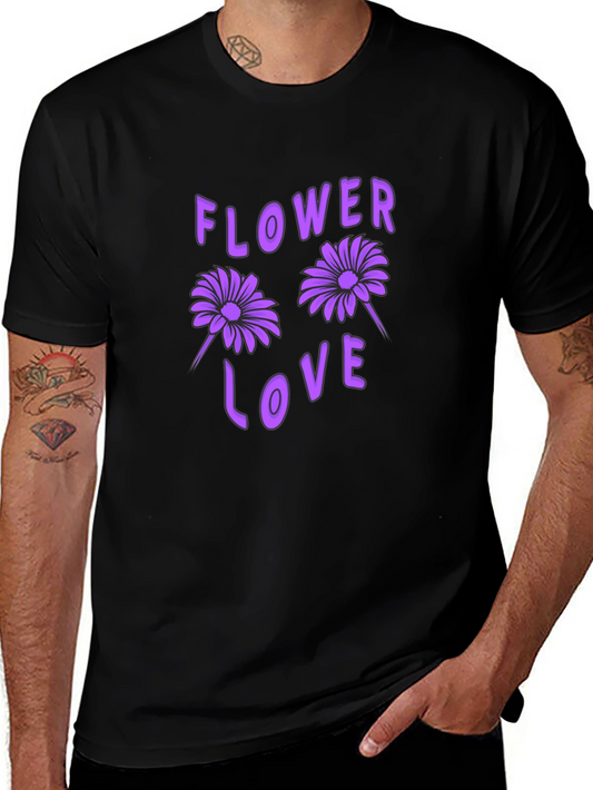 Flower Love Black Graphic T-Shirt