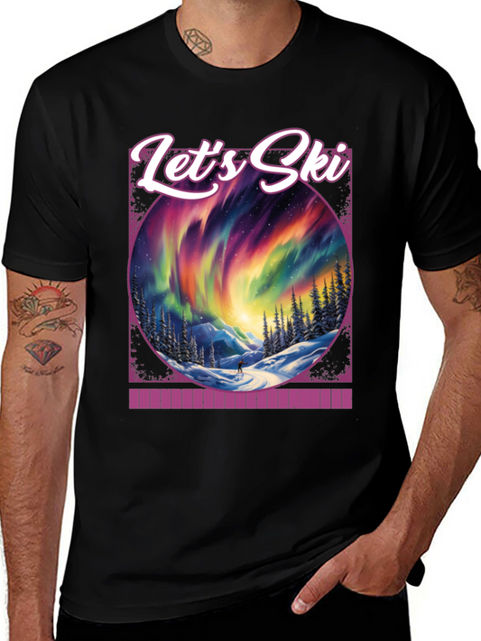 Lets Ski T-Shirt - Aurora Borealis Winter Adventure