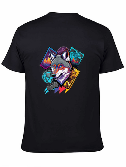 Wolf Graphic Print Mens Black T-Shirt