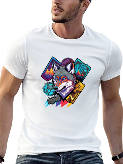 Wolf Graphic Print Mens Black T-Shirt