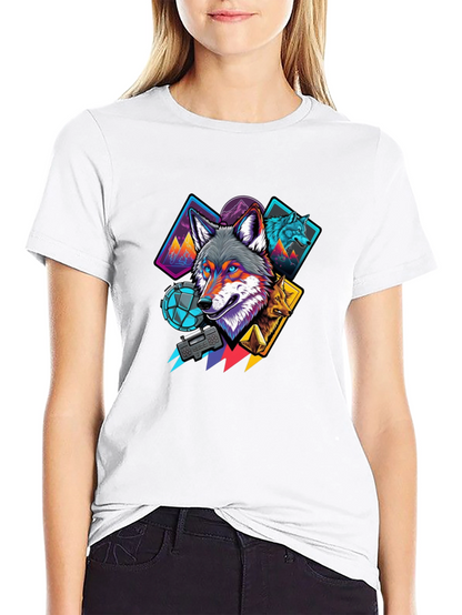 Wolf Graphic Print Mens Black T-Shirt