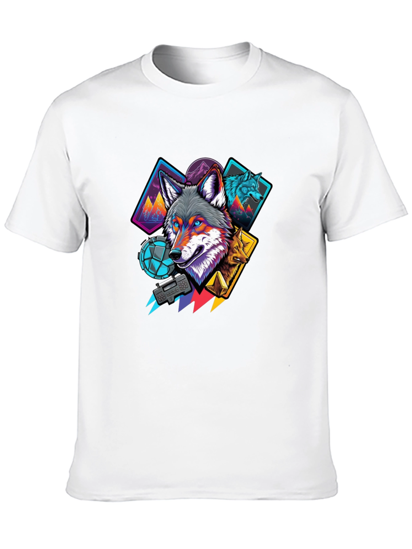 Wolf Graphic Print Mens Black T-Shirt