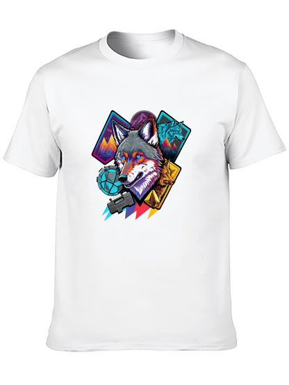 Wolf Graphic Print Mens Black T-Shirt