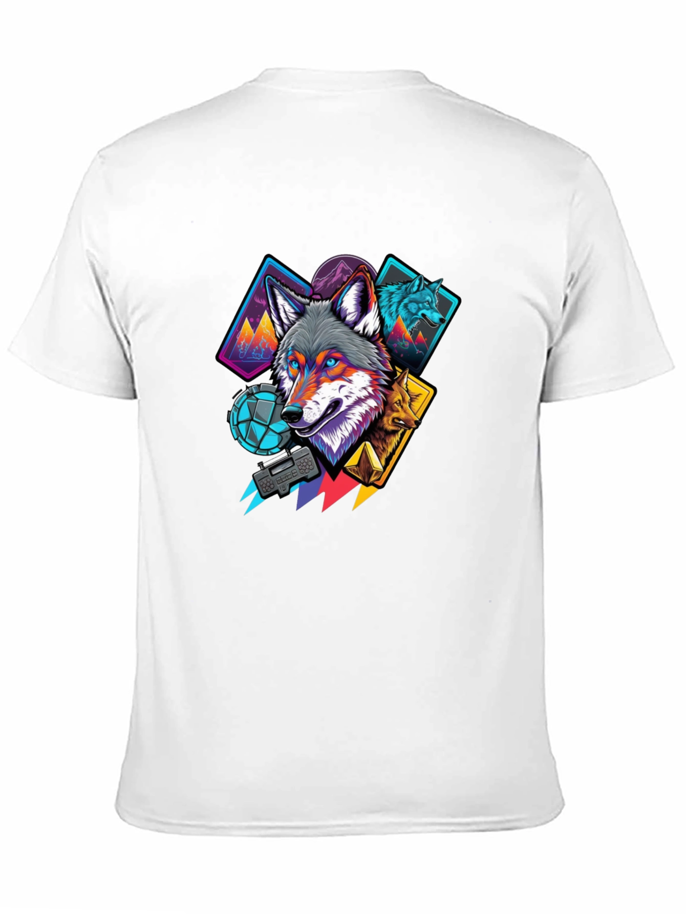 Wolf Graphic Print Mens Black T-Shirt