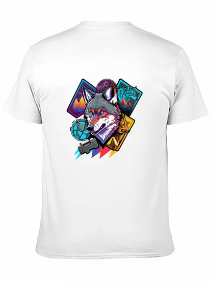 Wolf Graphic Print Mens Black T-Shirt