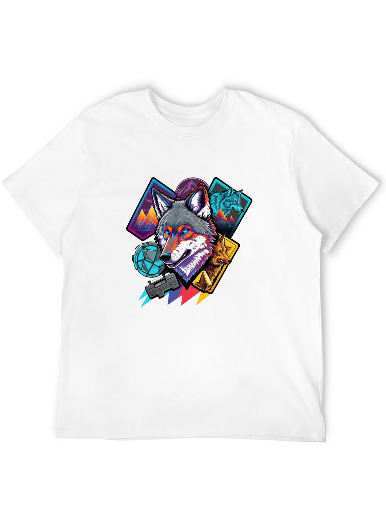 Wolf Graphic Print Mens Black T-Shirt