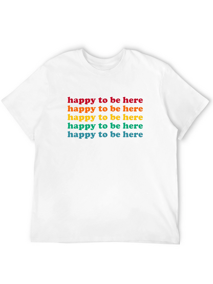 Happy To Be Here Rainbow Text Graphic Tee