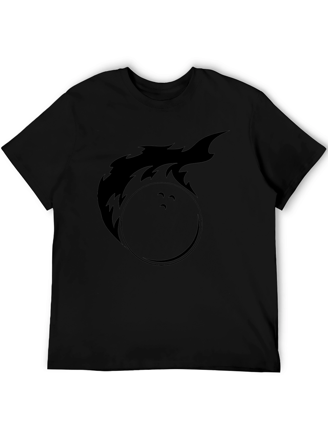 Flaming Bowling Ball Graphic Tee - Black