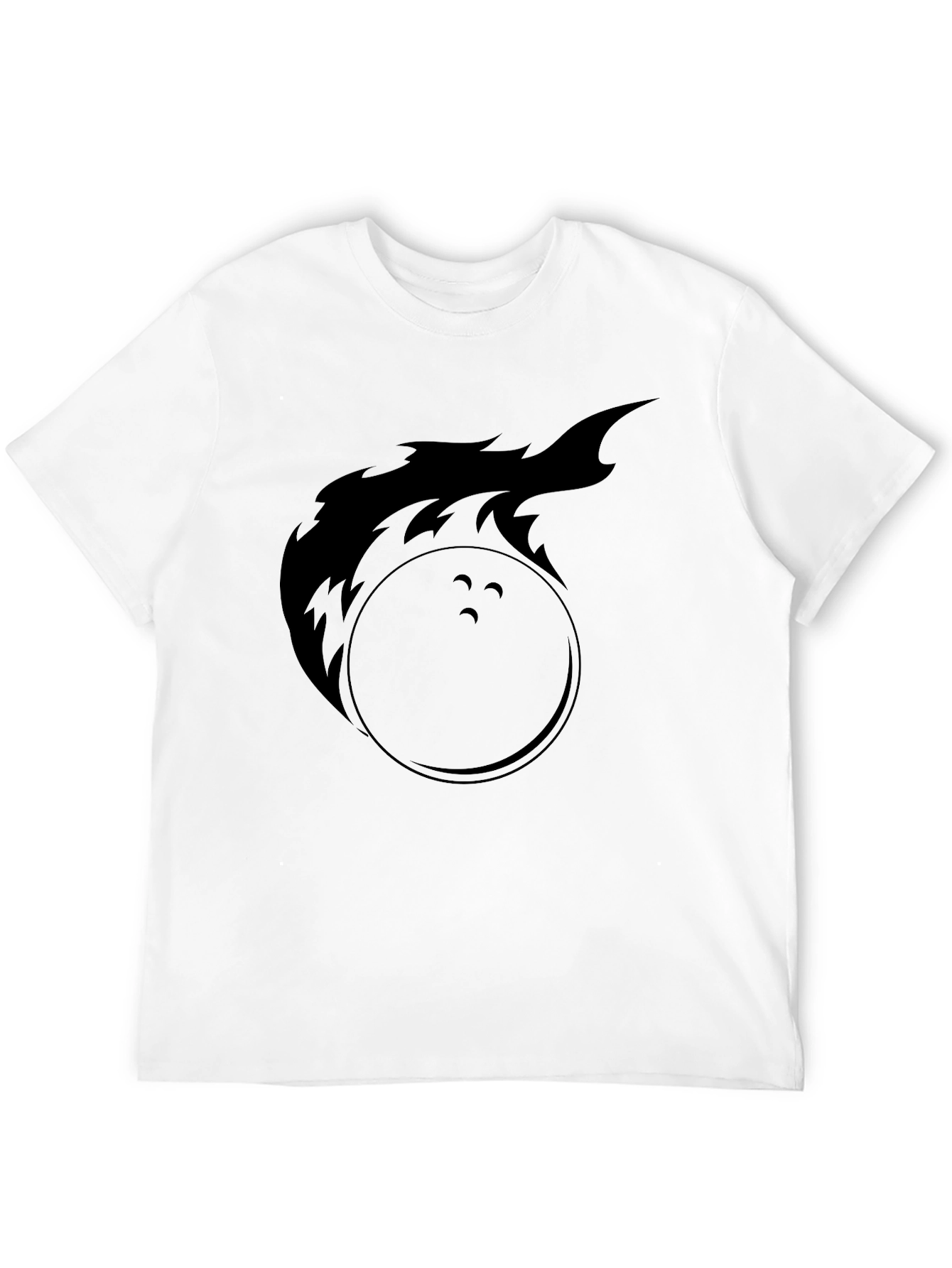 Flaming Bowling Ball Graphic Tee - Black