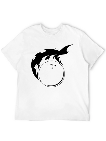 Flaming Bowling Ball Graphic Tee - Black