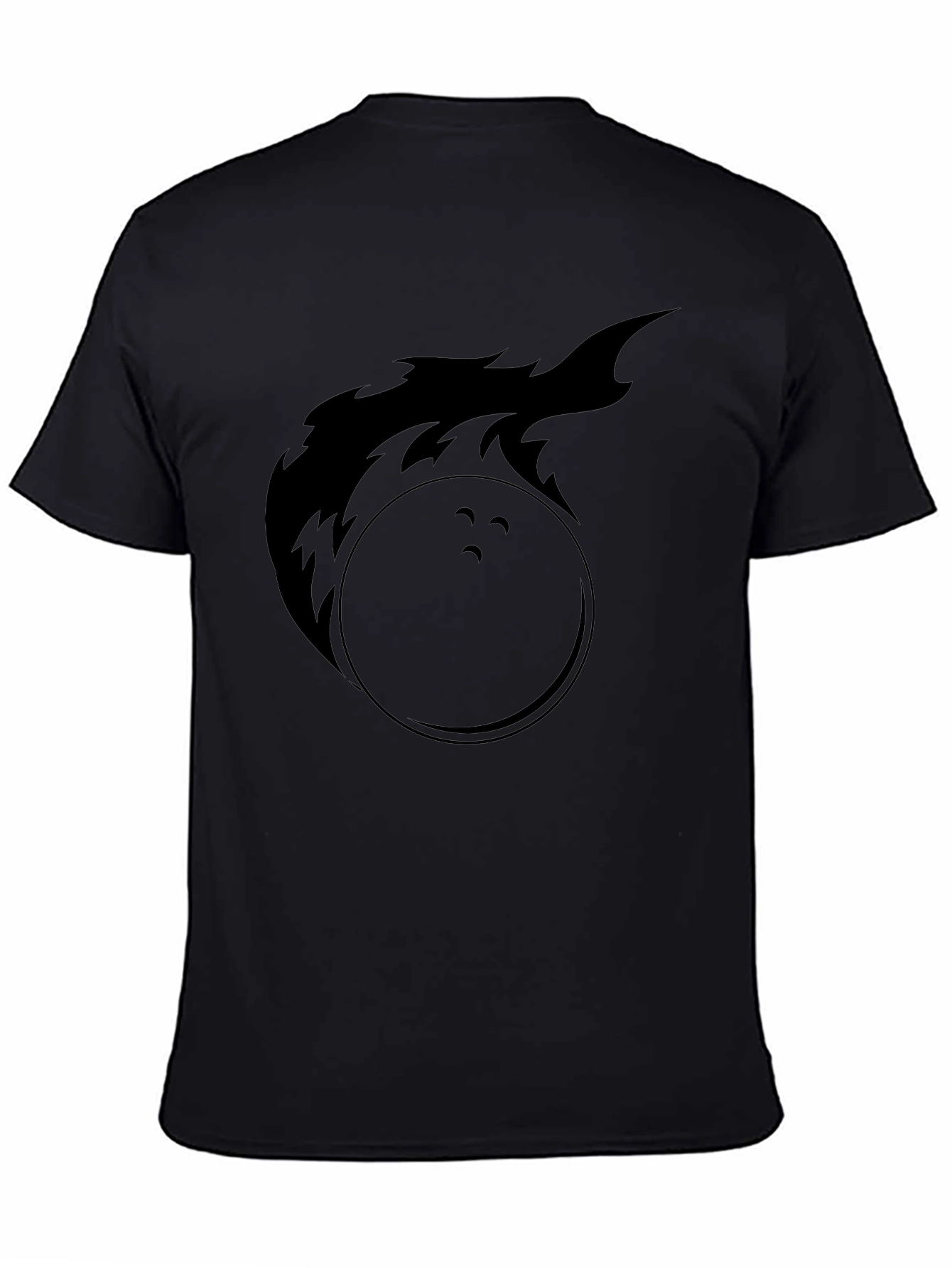 Flaming Bowling Ball Graphic Tee - Black
