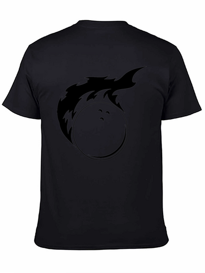 Flaming Bowling Ball Graphic Tee - Black