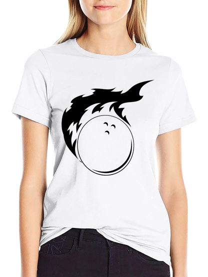 Flaming Bowling Ball Graphic Tee - Black