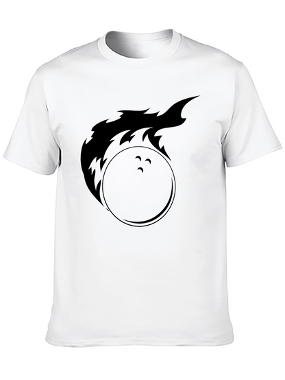 Flaming Bowling Ball Graphic Tee - Black
