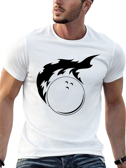 Flaming Bowling Ball Graphic Tee - Black