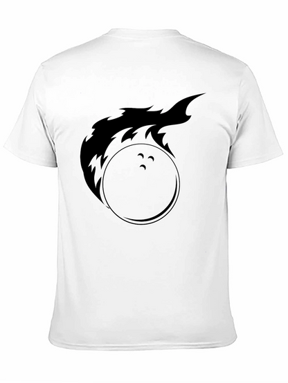 Flaming Bowling Ball Graphic Tee - Black