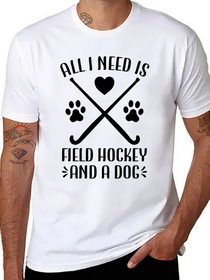 Field Hockey & Dog Lover T-Shirt - Black
