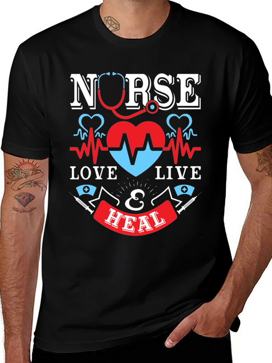 Nurse Love Live & Heal Graphic T-Shirt