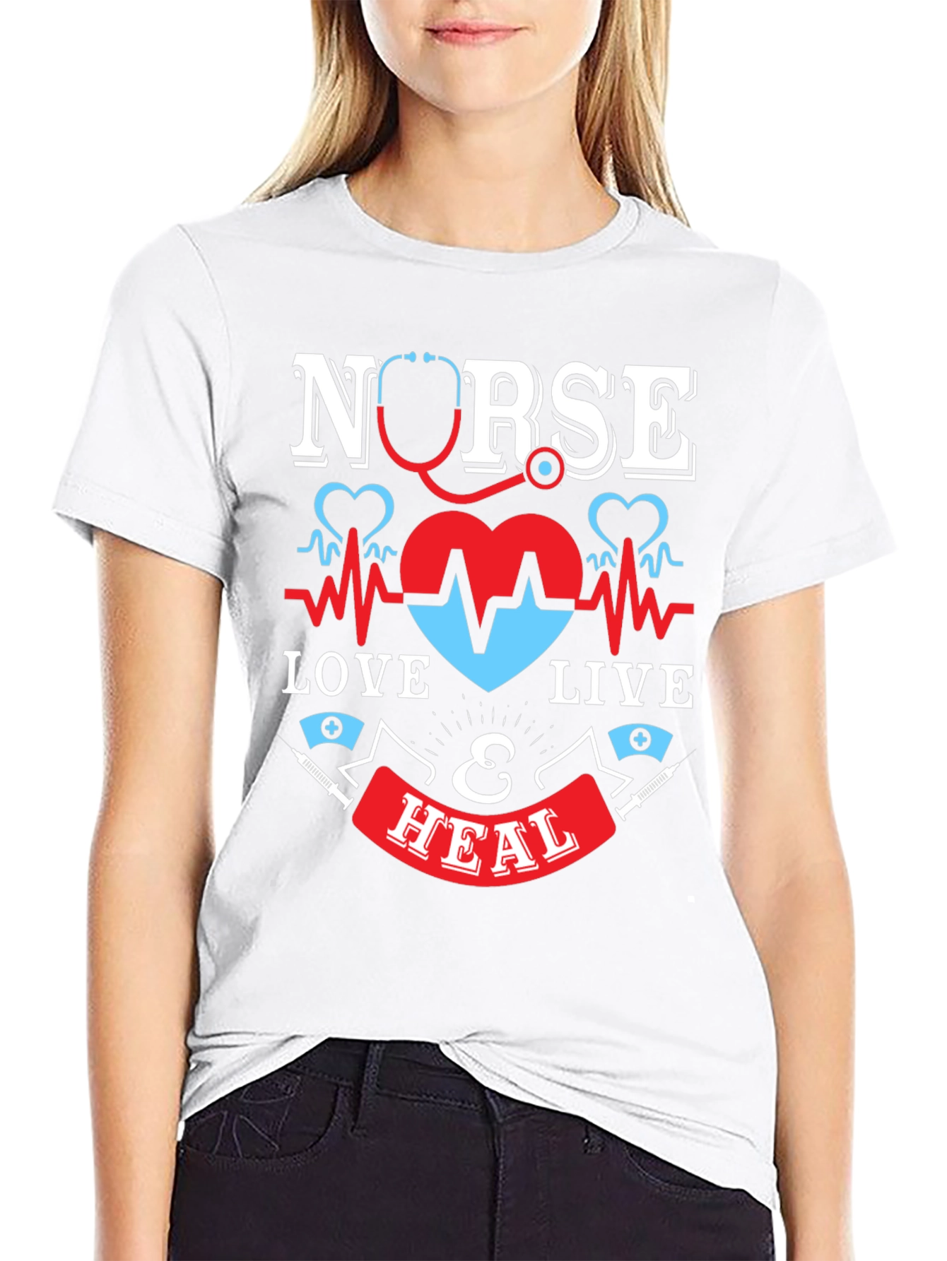 Nurse Love Live & Heal Graphic T-Shirt